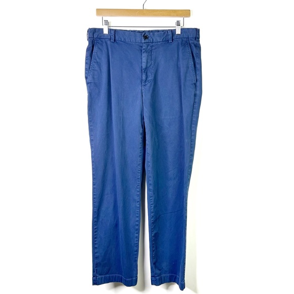 Brooks Brothers Clark Fit Chino Pants Blue Straight Leg Trousers Cotton W34 L32 - Picture 2 of 10